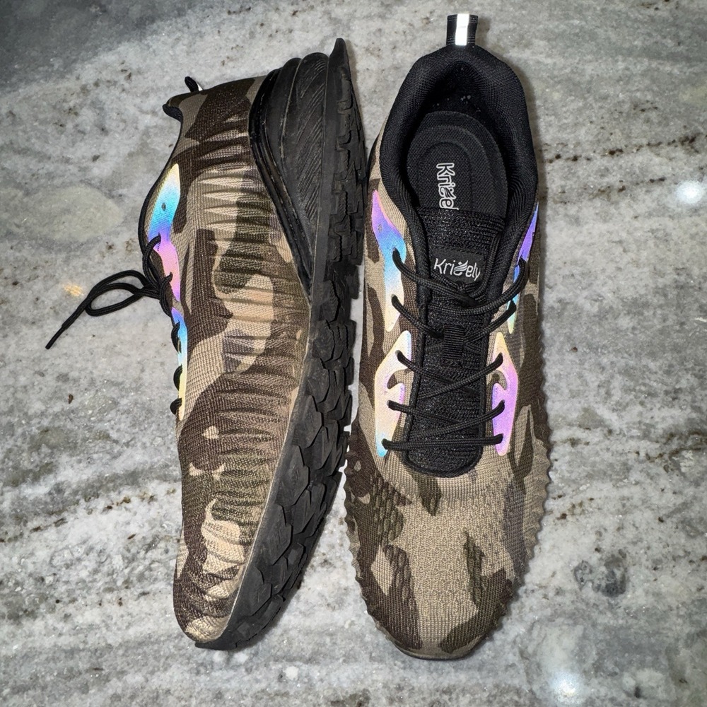 Kricely Trail Running Shoes Sneakers Camo Iridescent Lace Up Mens Sz 13